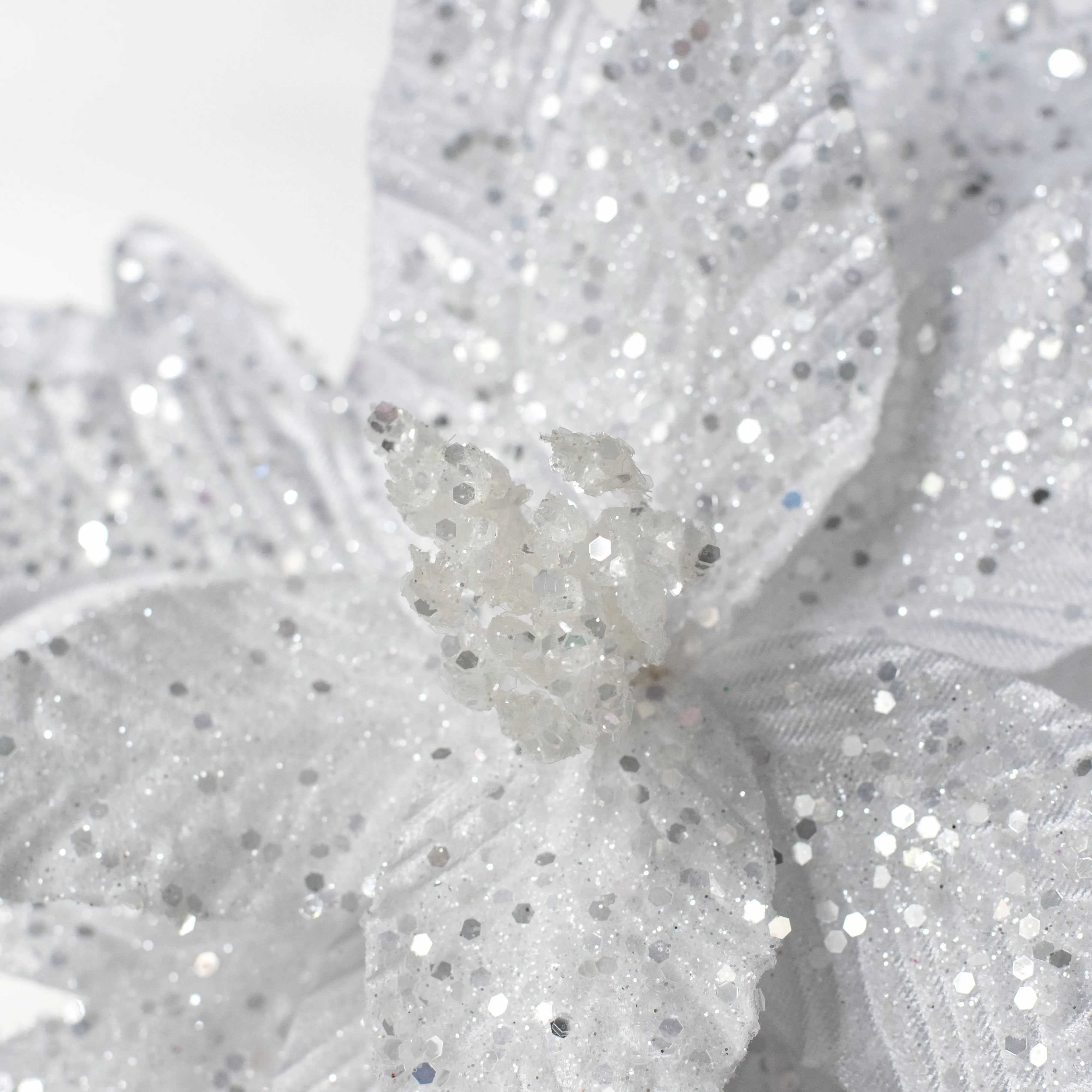 12" x 25" Glittered Poinsettia Stem: White
