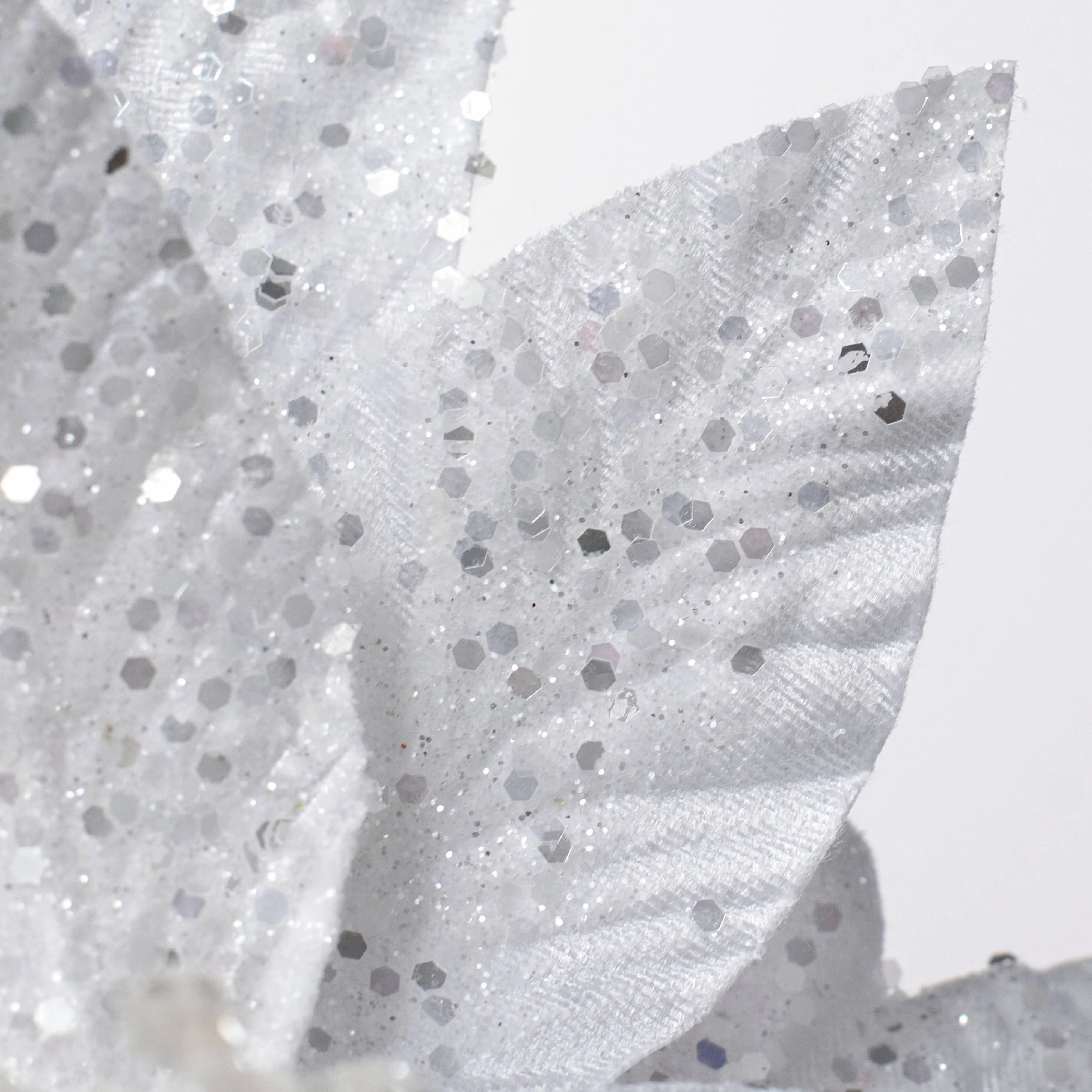 12" x 25" Glittered Poinsettia Stem: White