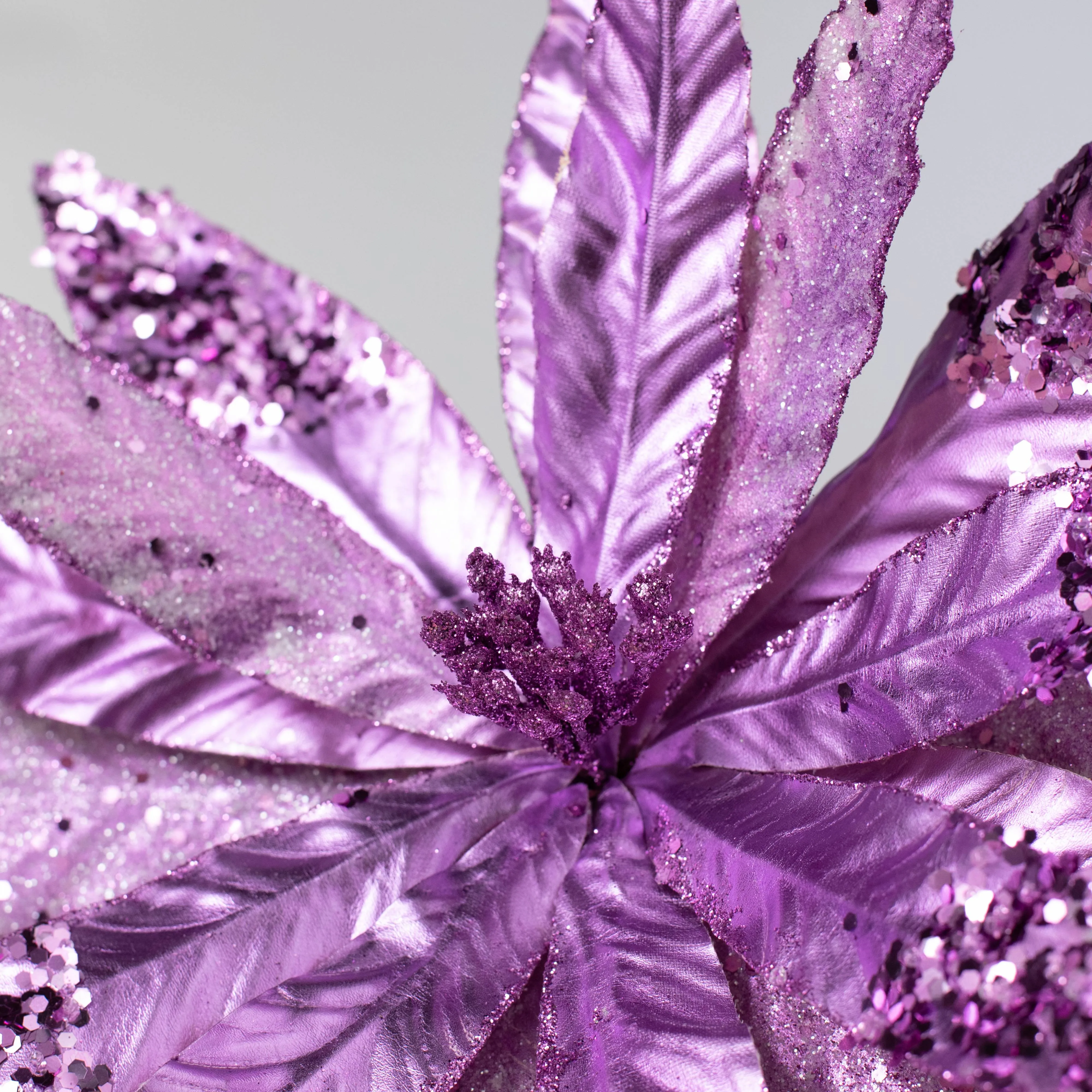 13" x 26" Metallic Poinsettia Stem: Lavender Purple