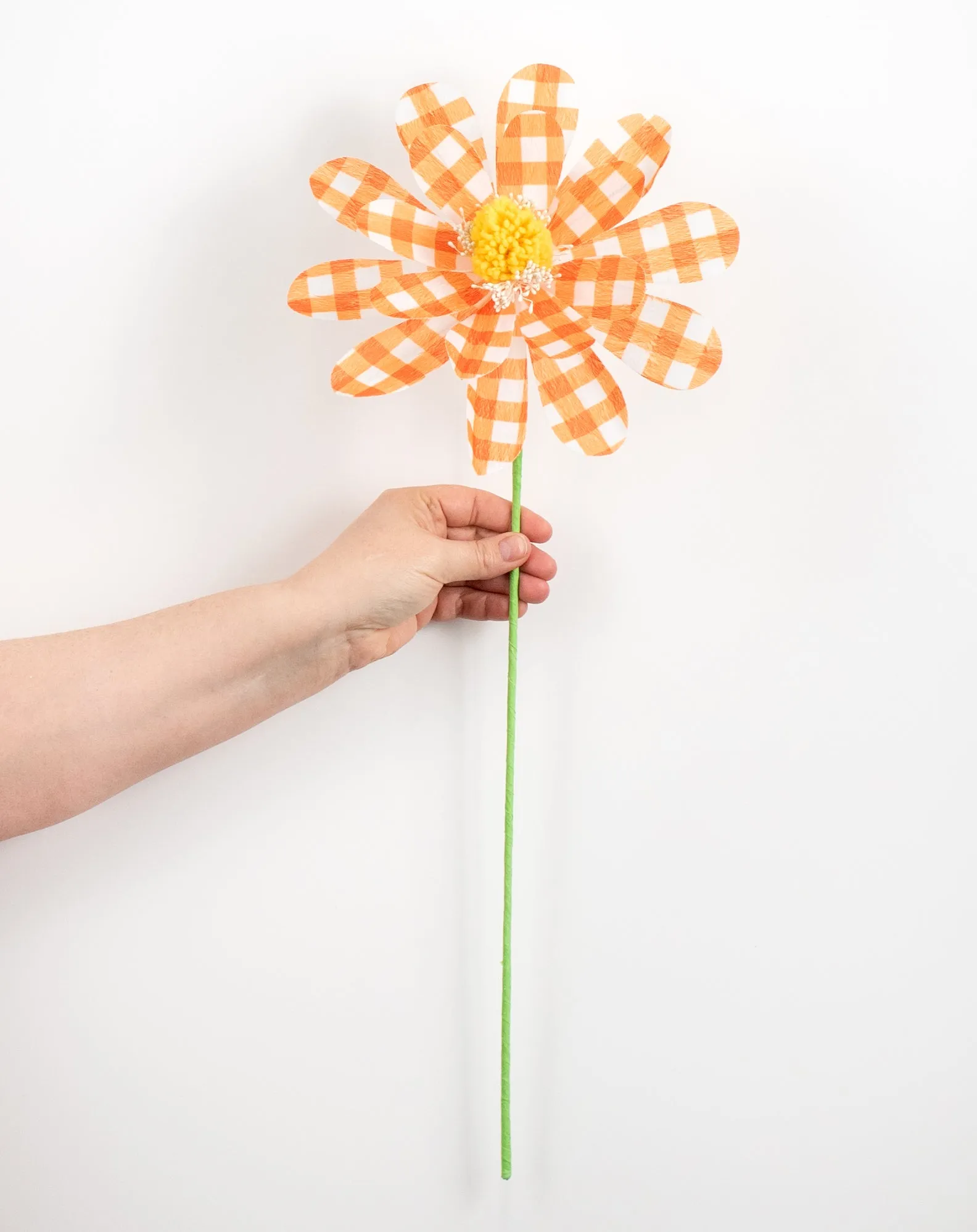24" Gingham Sunflower Spray: Orange