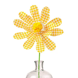 24" Houndstooth Sunflower Spray: Yellow