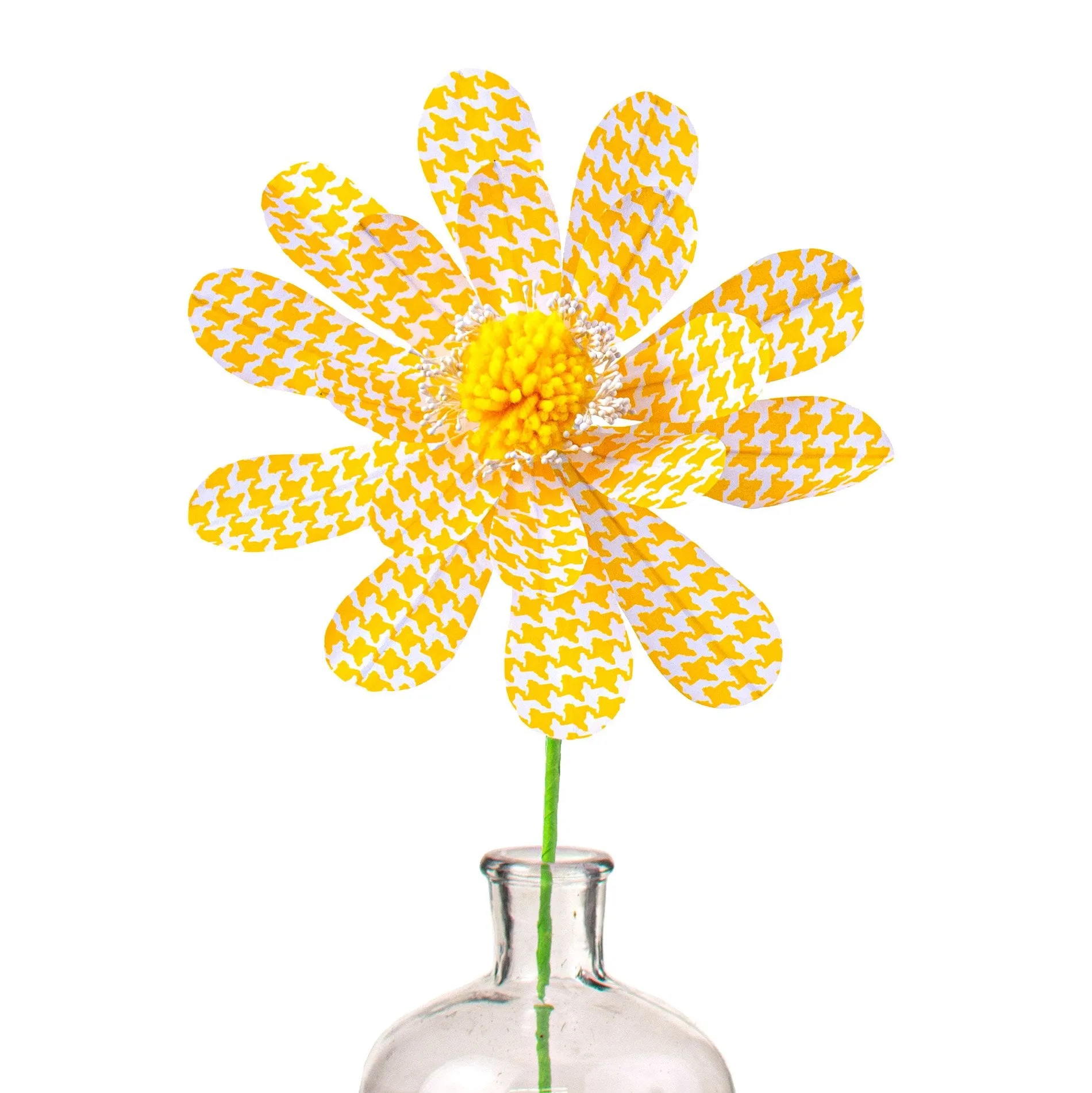 24" Houndstooth Sunflower Spray: Yellow