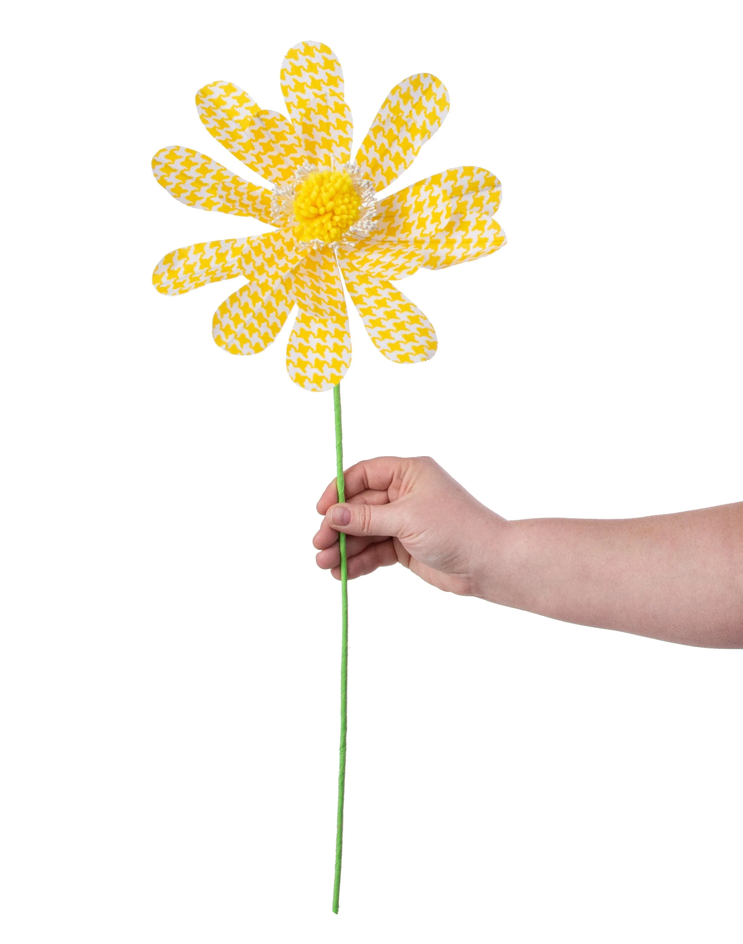 24" Houndstooth Sunflower Spray: Yellow