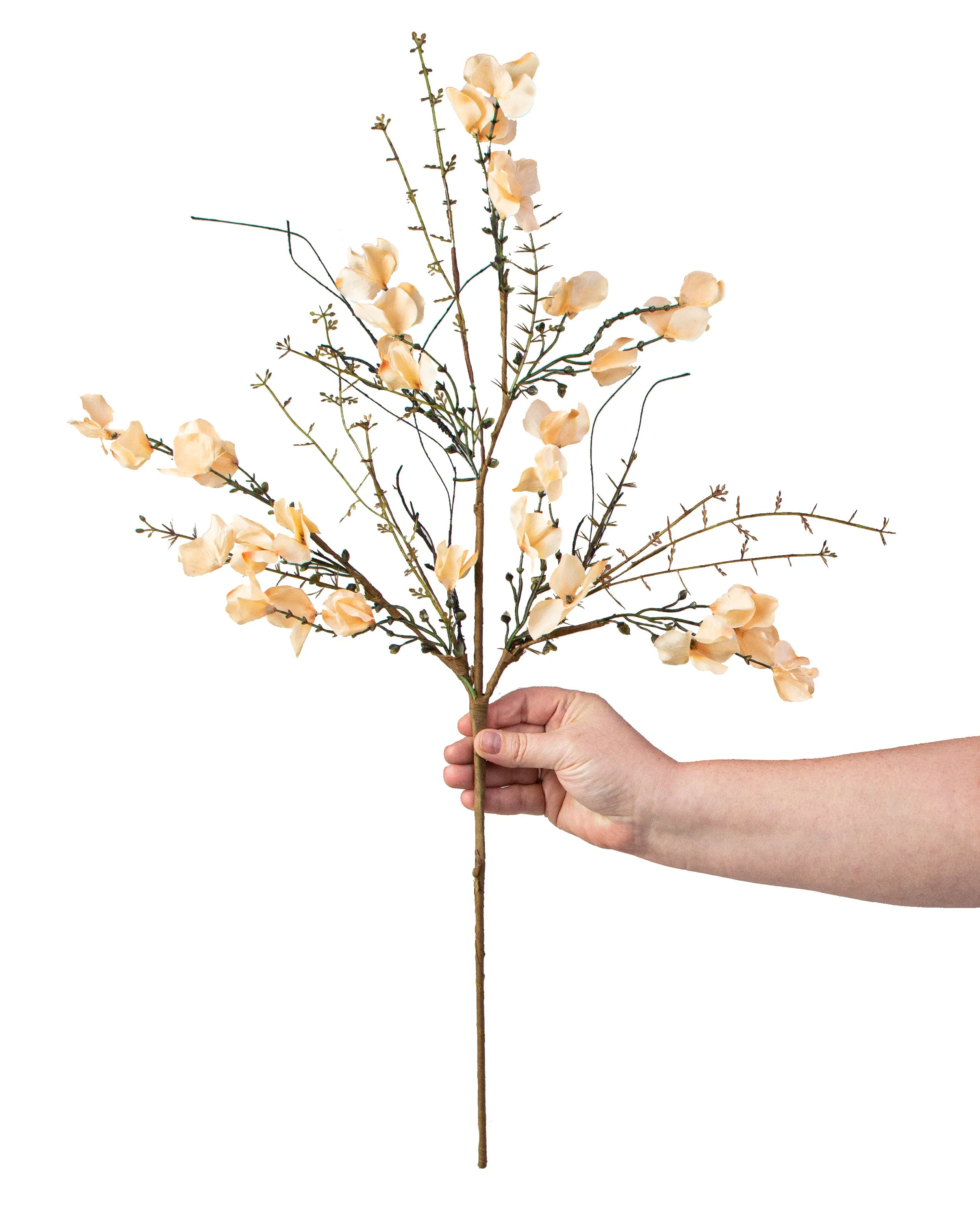 26" Lantern Flower Spray: Cream