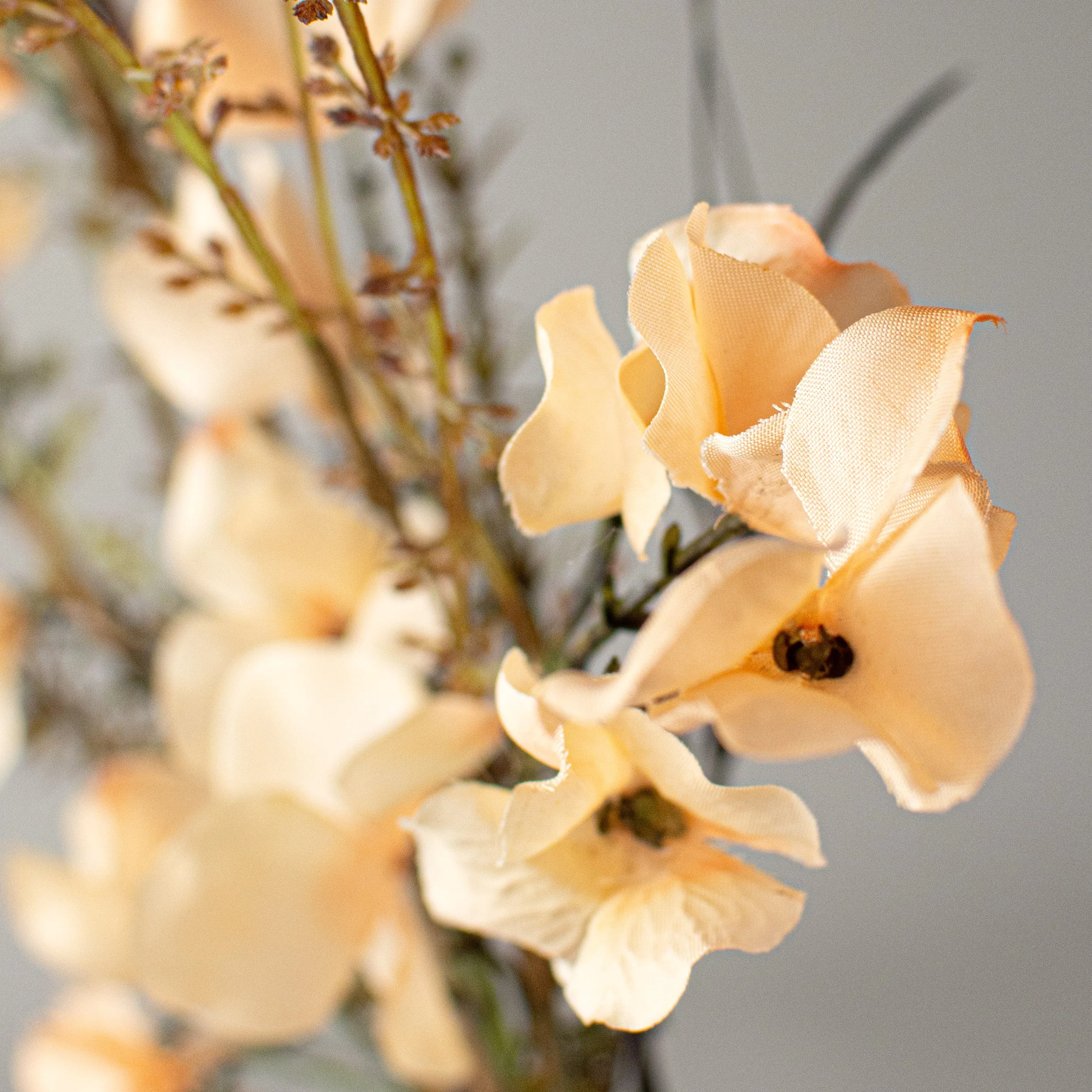26" Lantern Flower Spray: Cream