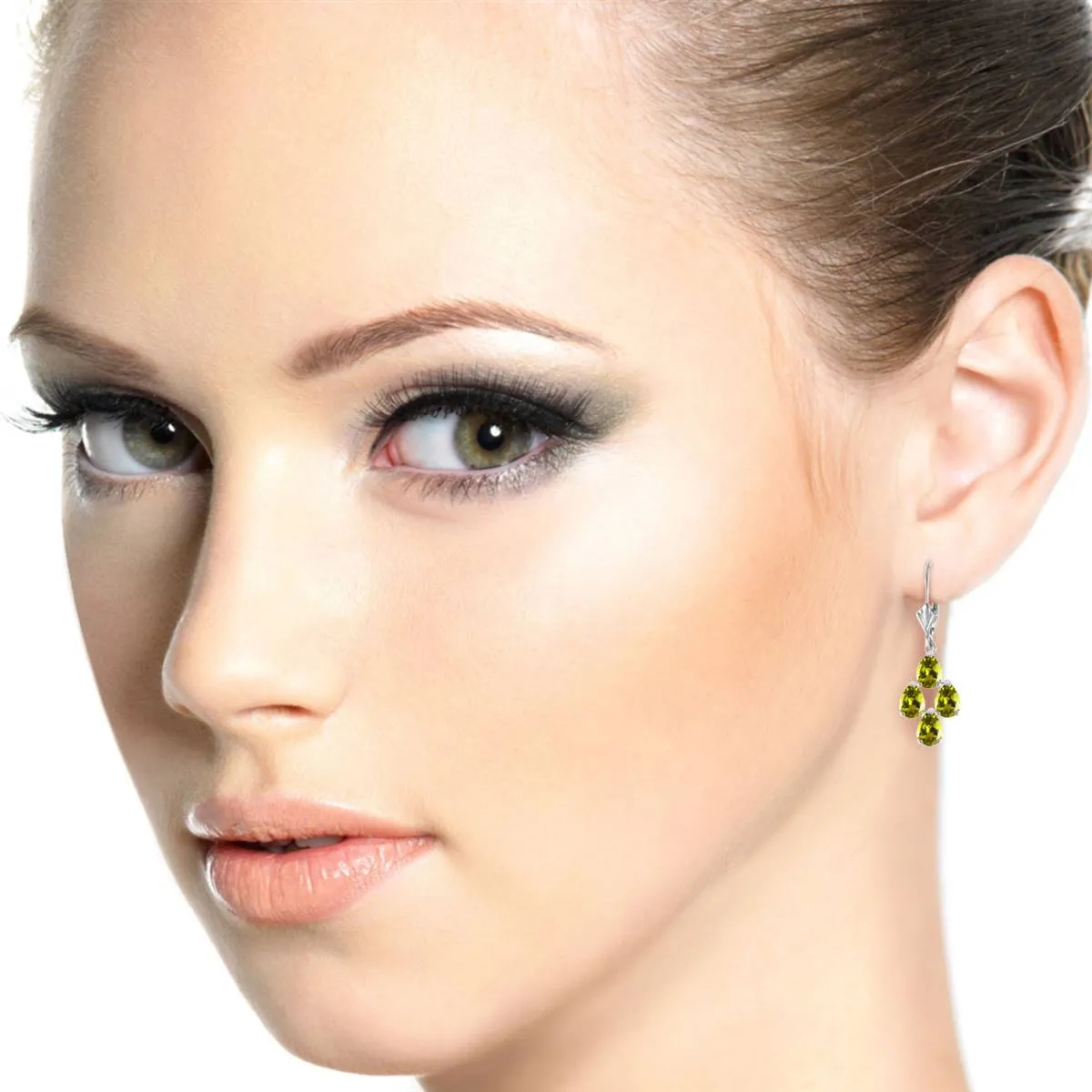 4.5 Carat 14K Solid White Gold Loving Peridot Earrings