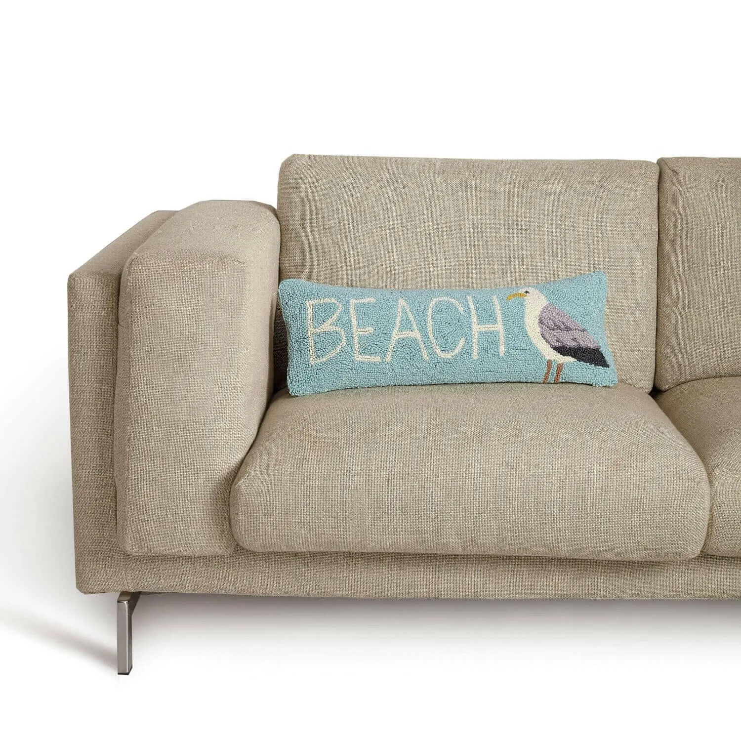 Beach And Seagull Hook Accent Pillow, 8" x 24"
