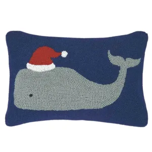 Christmas Whale Hook Pillow, 18 x 12