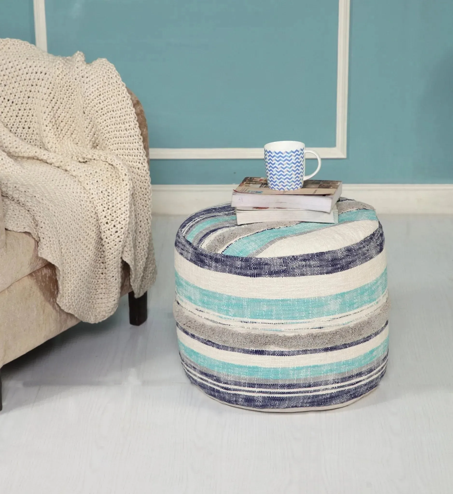 Coastal Stripe LR99719 Pouf