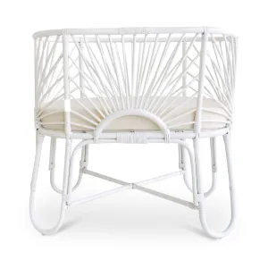 Cypress Rattan Baby Bassinet with Mattress - White