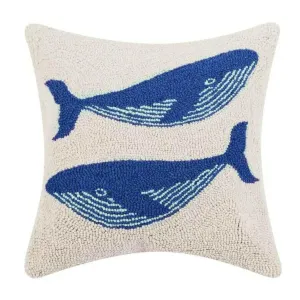 Double Whale Hook Pillow, 18 x 18