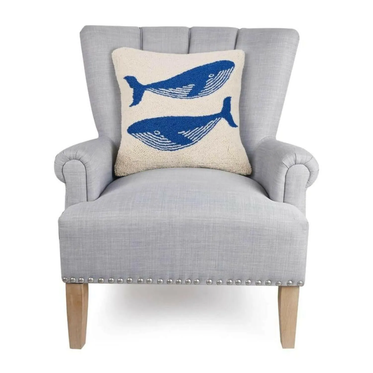Double Whale Hook Pillow, 18 x 18