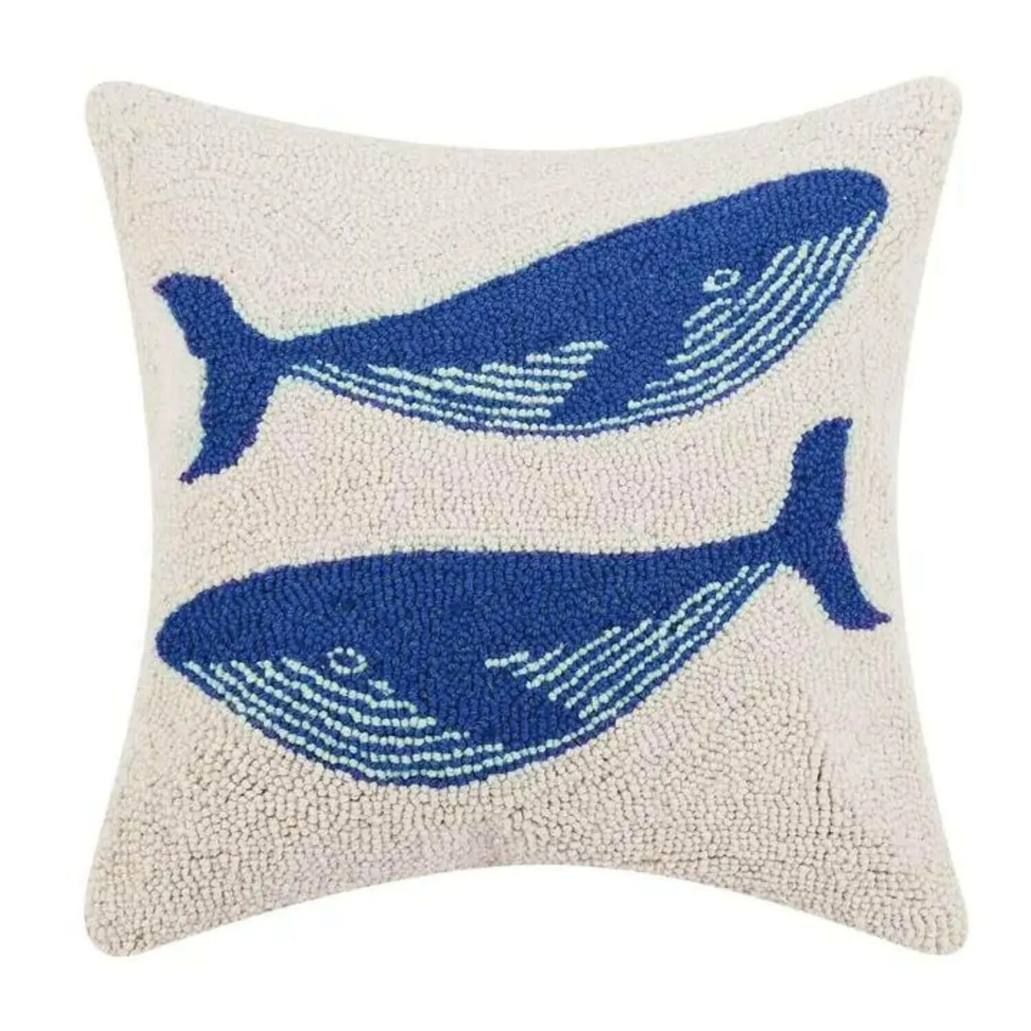 Double Whale Hook Pillow, 18 x 18