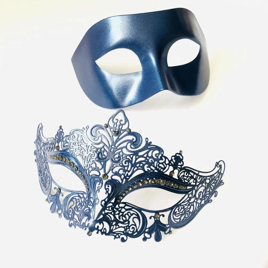 Elegant Couples Masks - Navy
