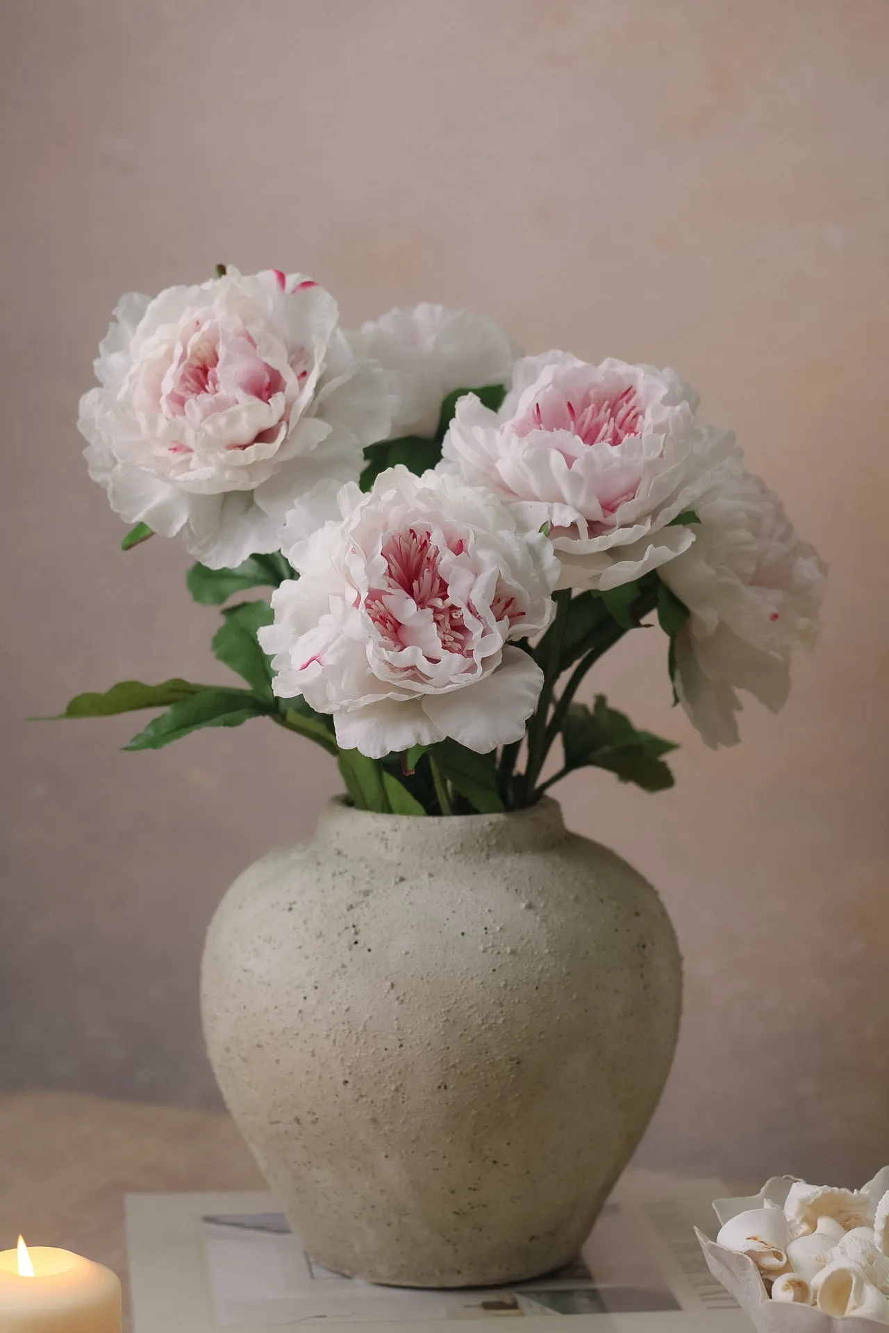 Faux Light Pink Peony Stem