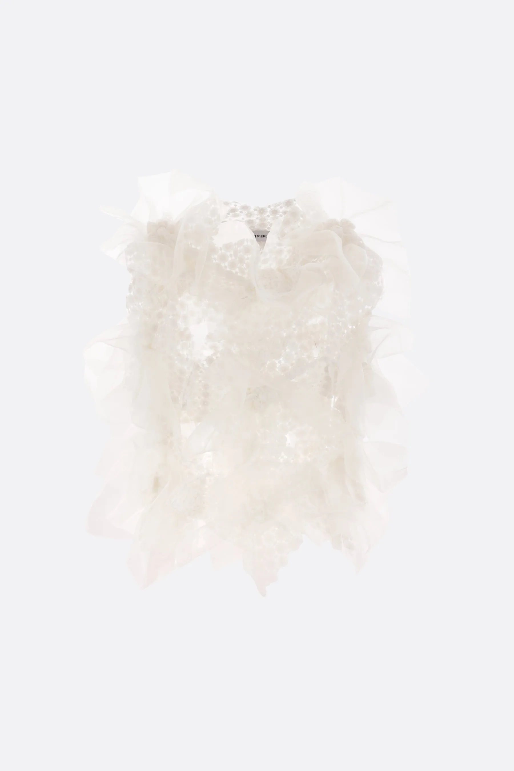 Floating Little Fleurs lace and organza sleeveless top