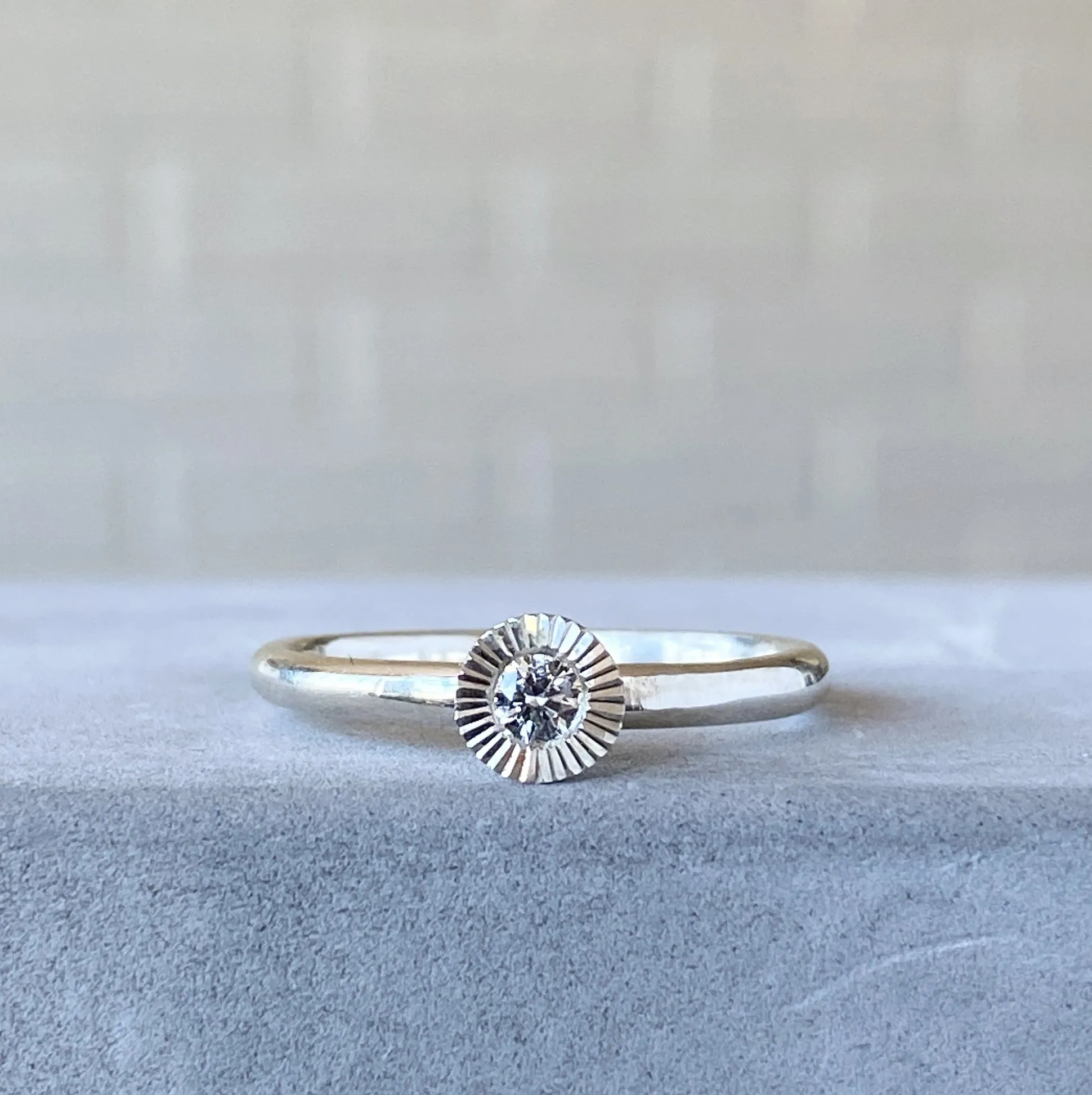 Large Aurora Diamond Stacking Ring in Silver