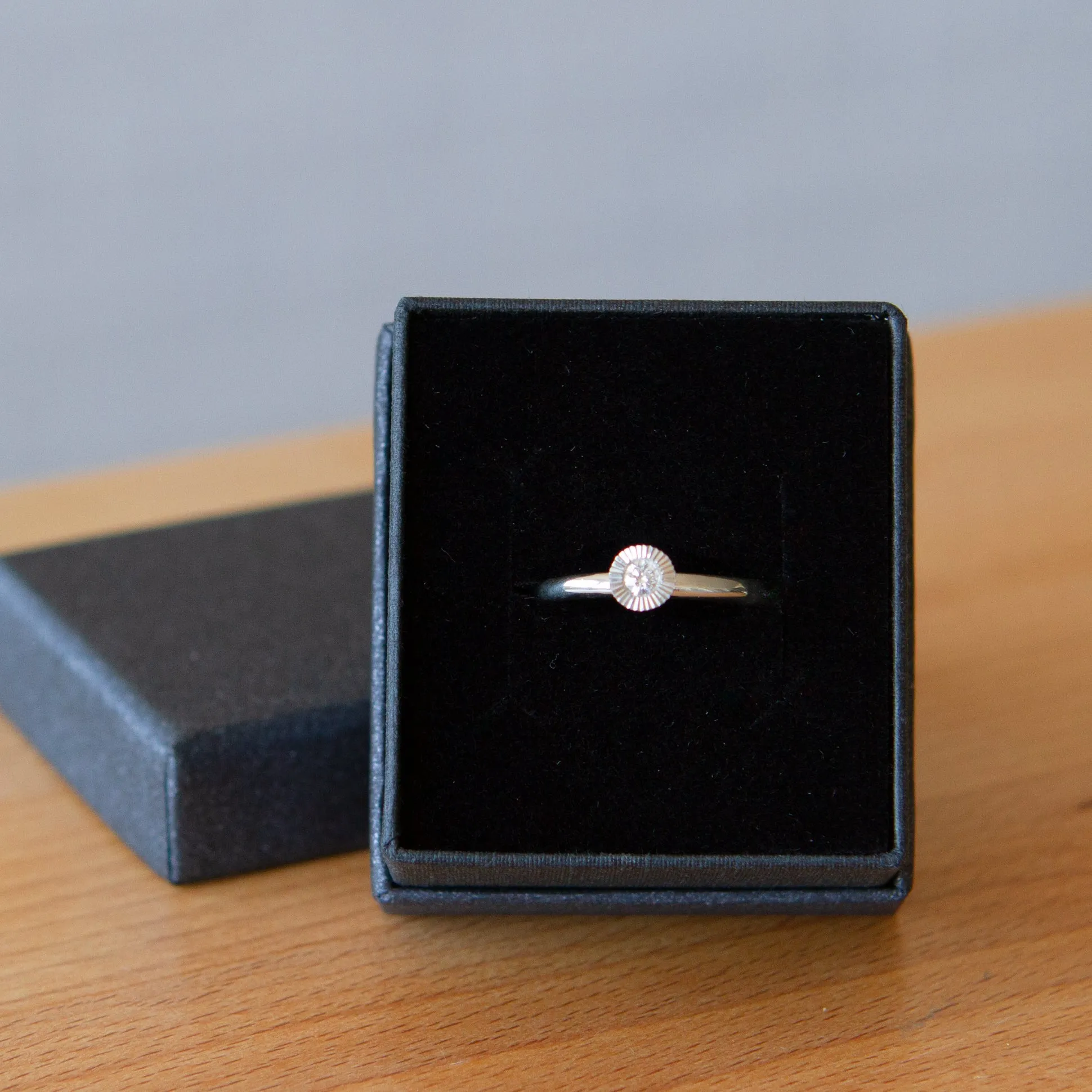 Large Aurora Diamond Stacking Ring in Silver