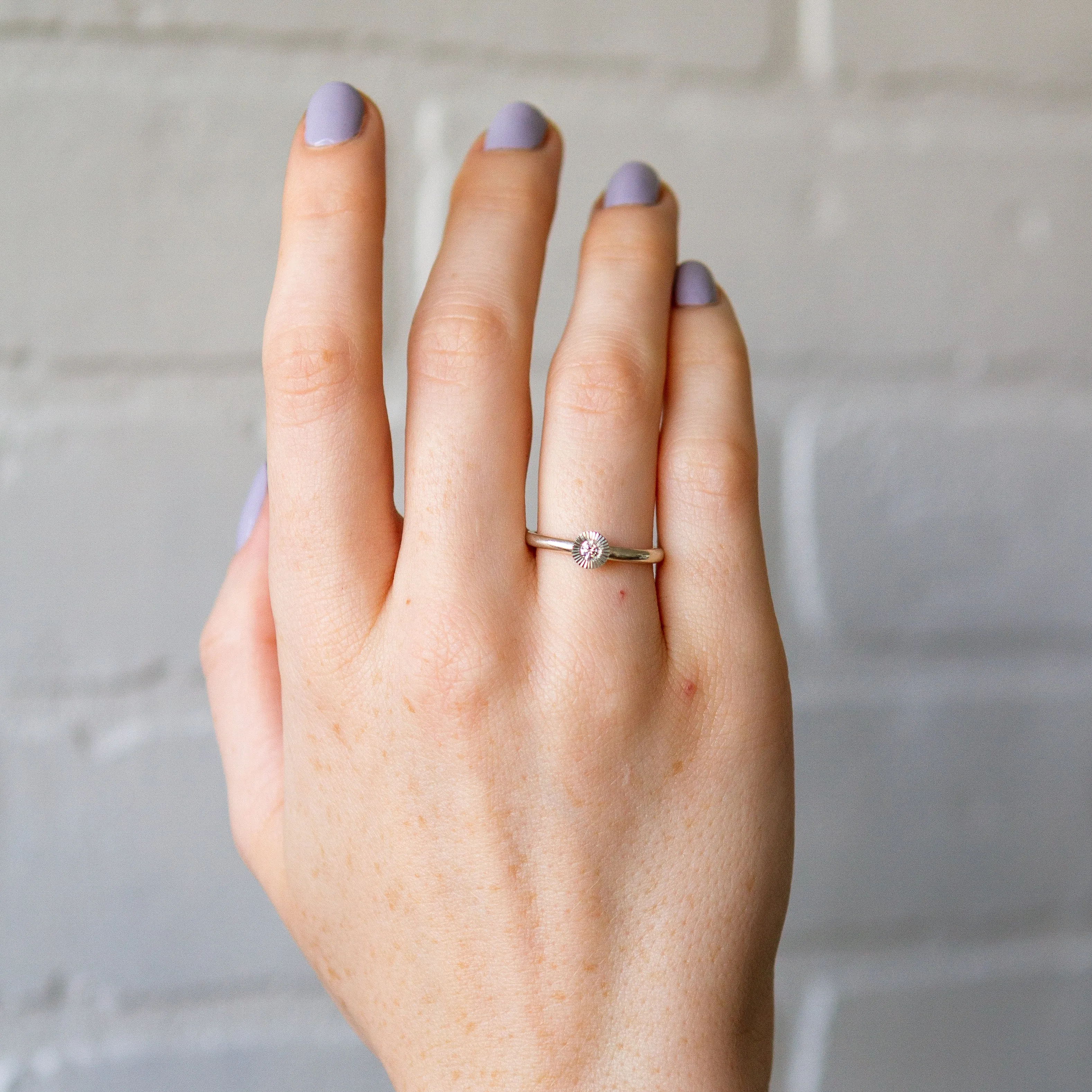 Large Aurora Diamond Stacking Ring in Silver
