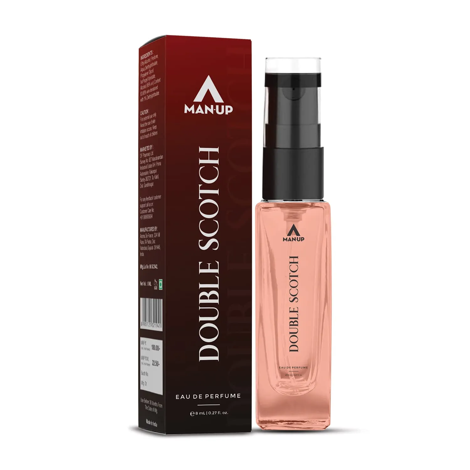 Man-Up Double Scotch Perfume For Men, Liquid Eau De Perfume, Premium Long Lasting Fresh, Refreshing & Energising Fragrance Perfume, Celebrating Every Special Occasion, 8ml