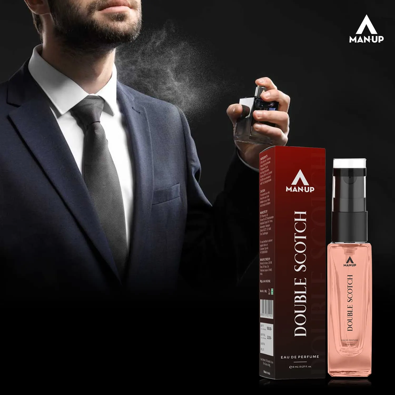 Man-Up Double Scotch Perfume For Men, Liquid Eau De Perfume, Premium Long Lasting Fresh, Refreshing & Energising Fragrance Perfume, Celebrating Every Special Occasion, 8ml