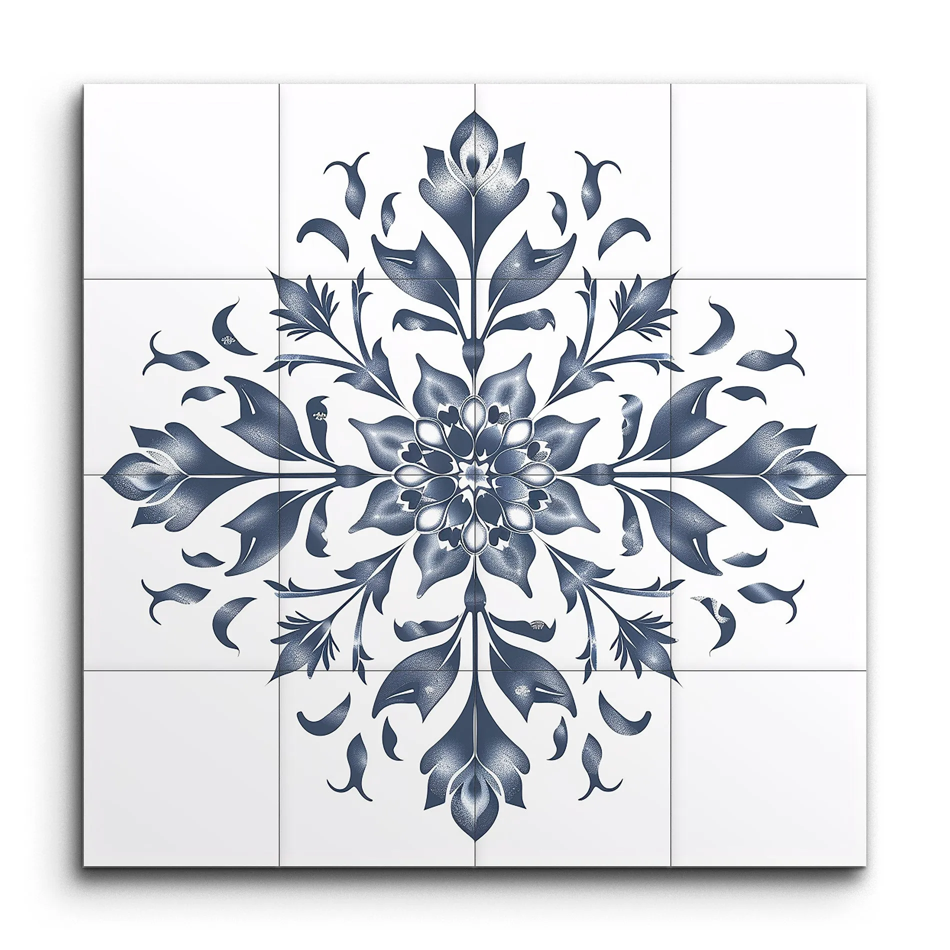 Mandala Radiance: Elegant Blue & Gray Art