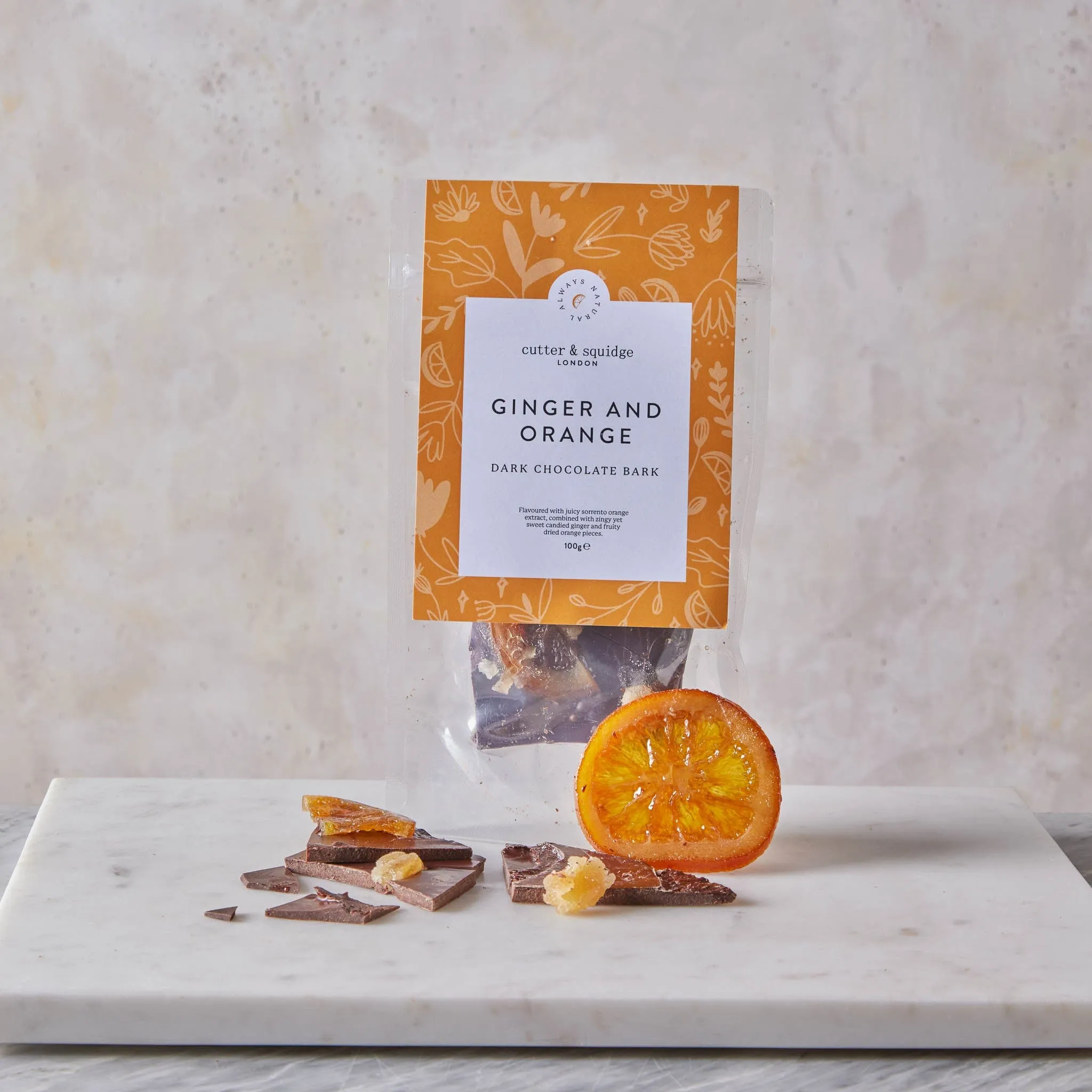 Orange And Candied Ginger Dark Chocolate Bark