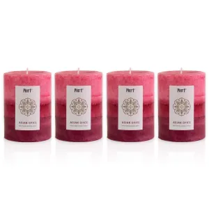 Pier 1 Asian Spice 3x4 Layered Set of 4 Pillar Candles