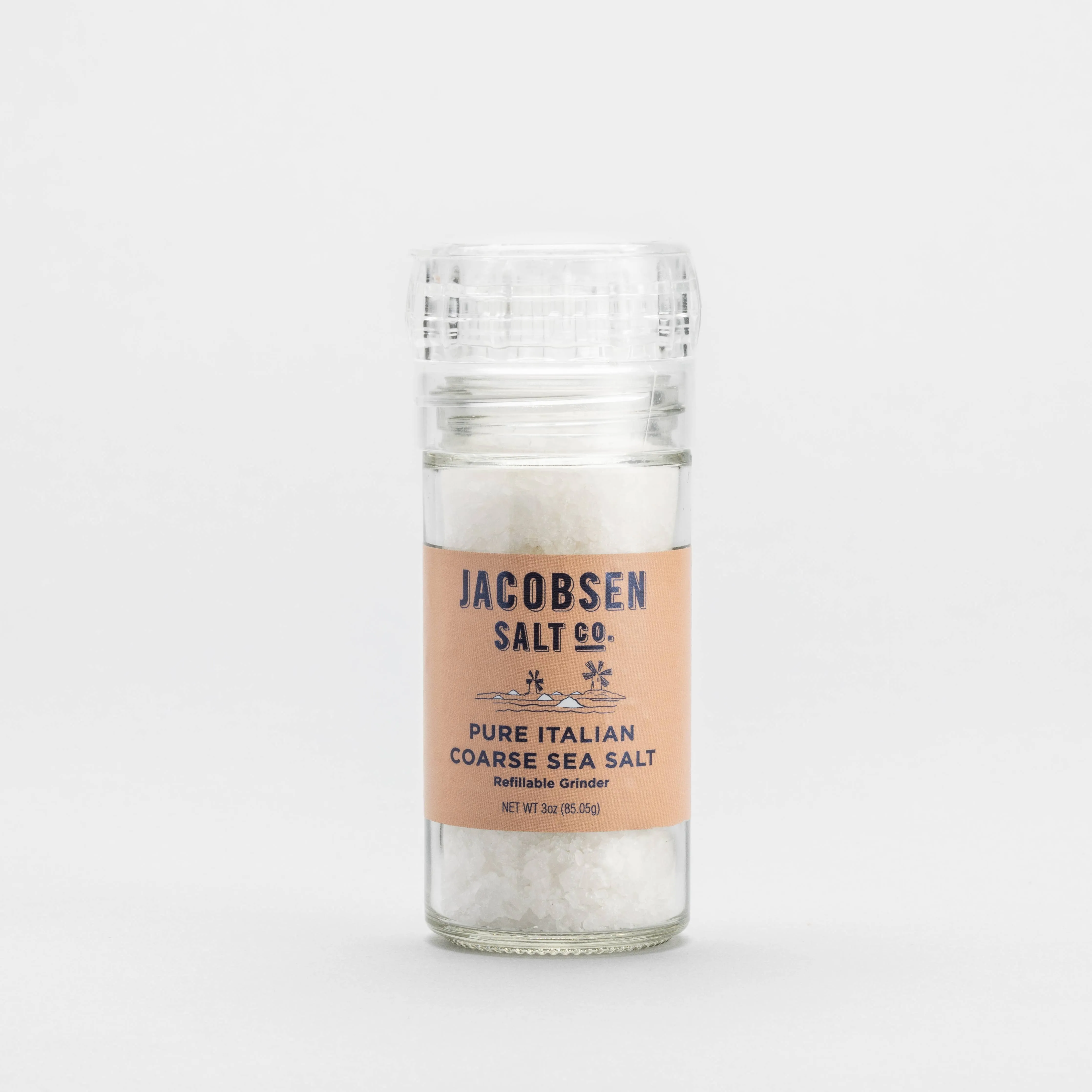 pure italian coarse sea salt, glass grinder