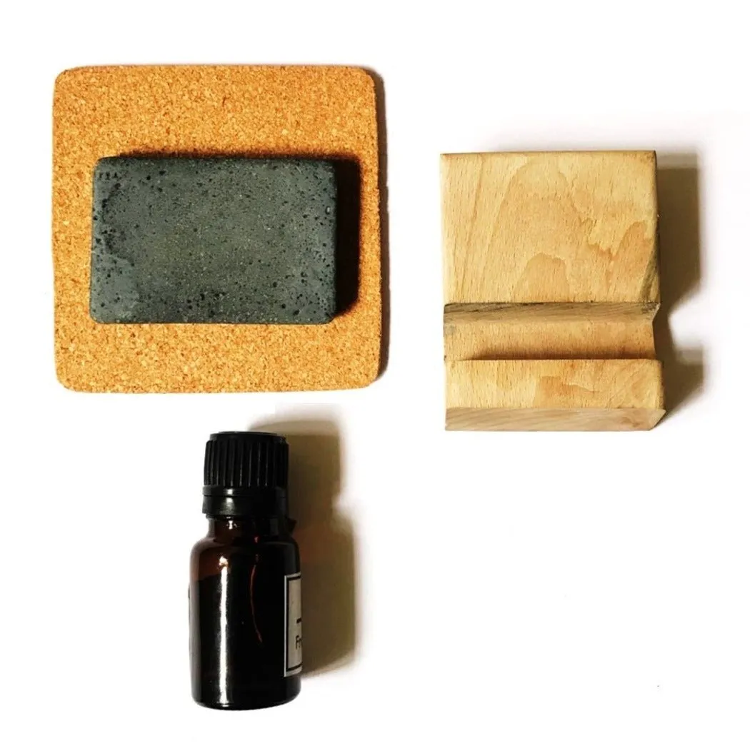 Stone freshener with wooden holder-Woody Santal fragrance