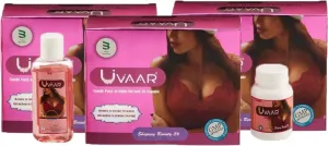 Uvaar I Breast Oil for Women I 60 ML & 30 Capsules I Pack of 3