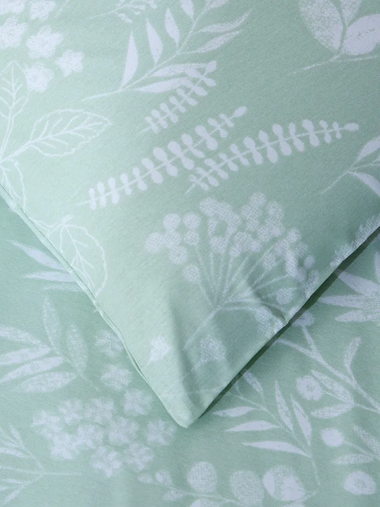 Westside Home Mint Printed King Bed Fitted Sheet and Pillowcase Set