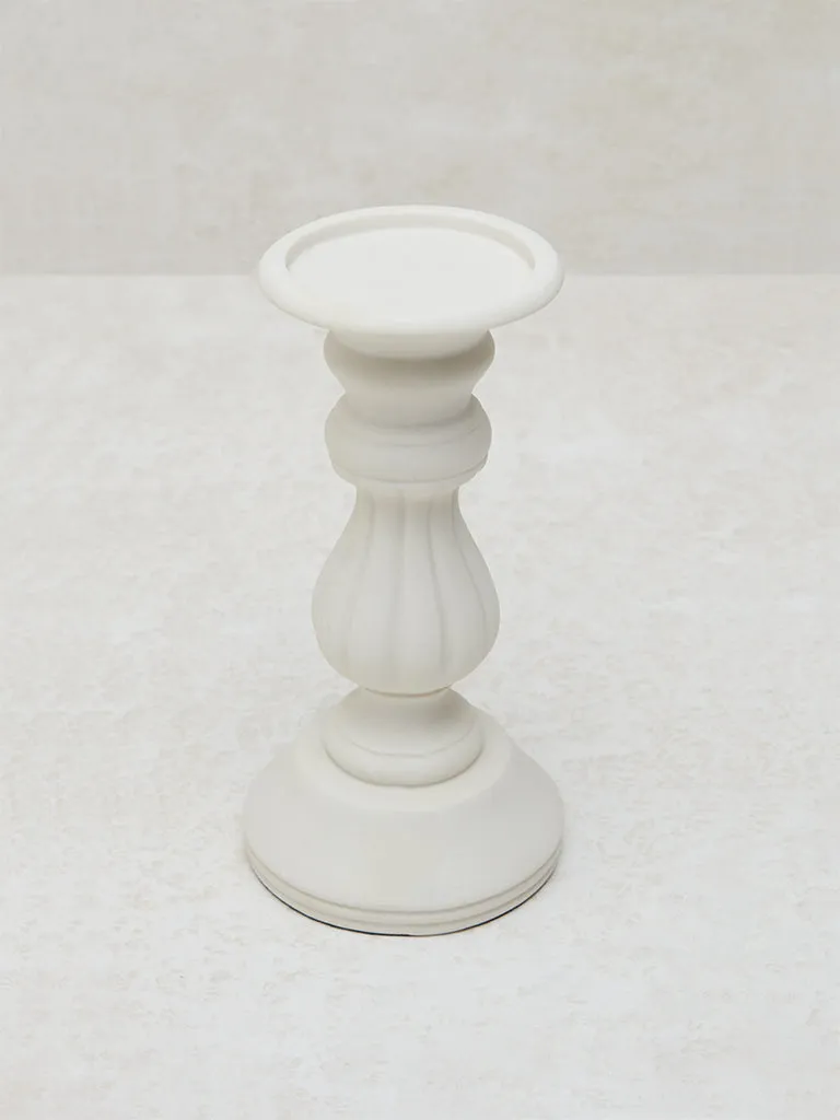 Westside Home White Marble Pillar Candle Stand - Small